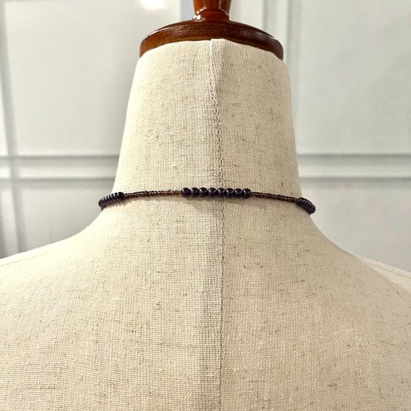 Purple Bead and Stone Necklace - 22" in length - Picture 3 of 4